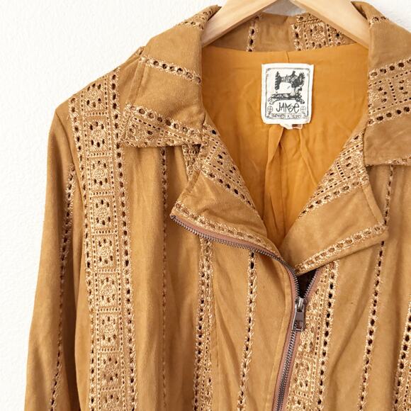 JAASE | Jodi Moto Biker Style Jacket Asymmetrical Zip Embroidered | Medium - Picture 3 of 9